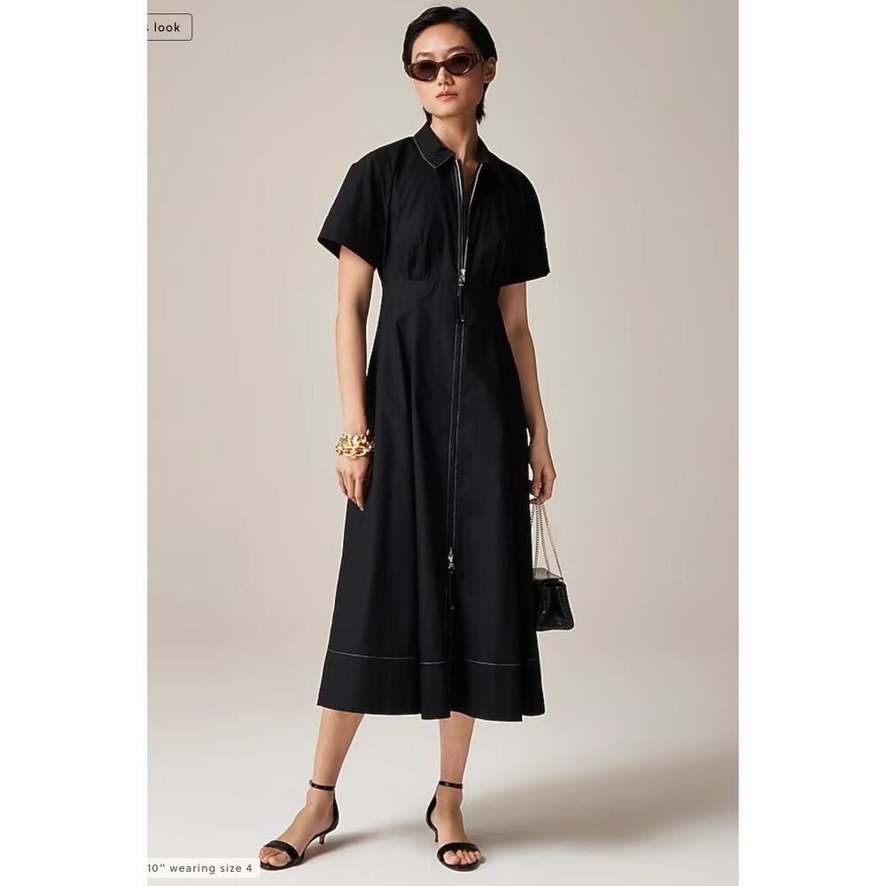 J.CREW Zip-Up Shirt-Dress in Black CI906 Size 4 NWT - Picture 1 of 13